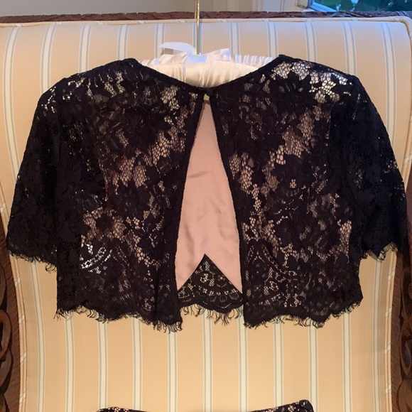 THE JETSET DIARIES FANTASIA BLACK LACE SUPER GLAM 2PIECE SET WITH EYELASH TRIM - Picture 4 of 15